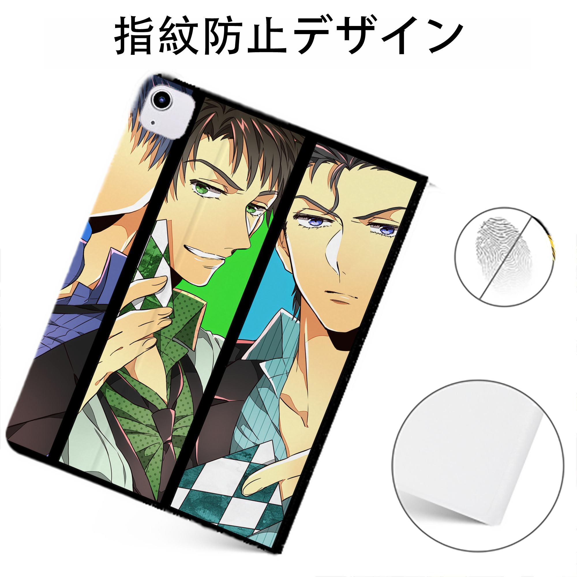 （画像用） ジョジョの奇妙な冒険 JoJo's Bizarre Adventure IPadケース ペンホルダー付き ブックスタイルデザイン